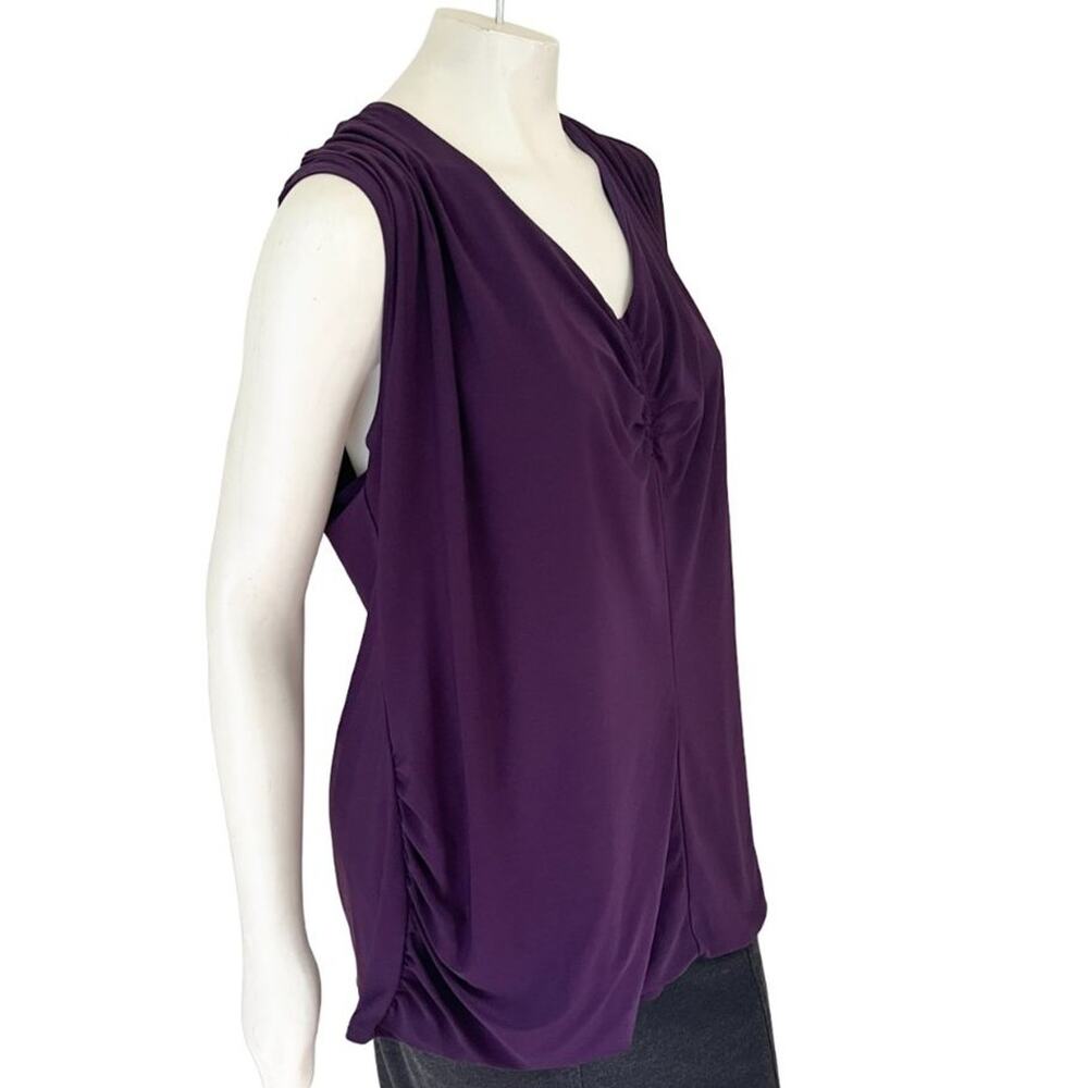 TORRID Sleeveless Ruched V-neck Stretchy Blouse in Eggplant Purple  SZ 4X